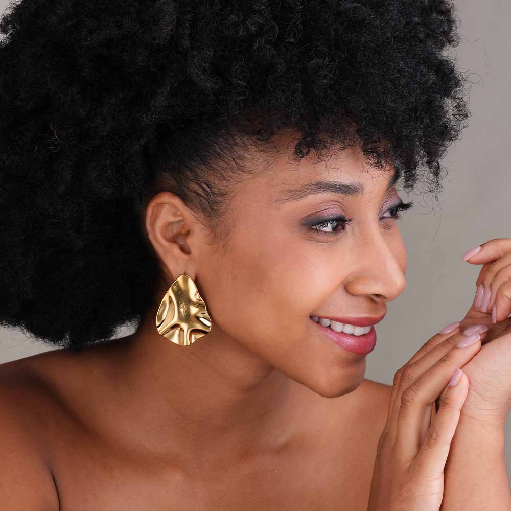 Golden Leaf Stud Earrings