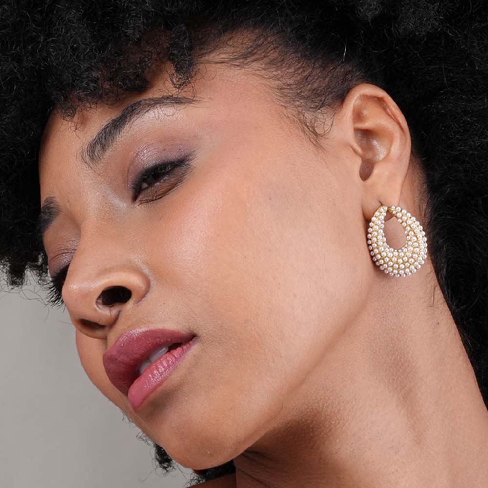 Pearl Oval Drop Earrings