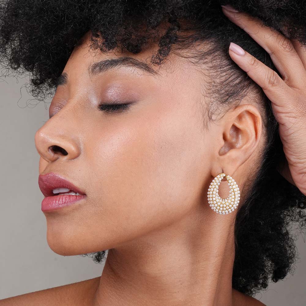 Pearl Oval Drop Earrings