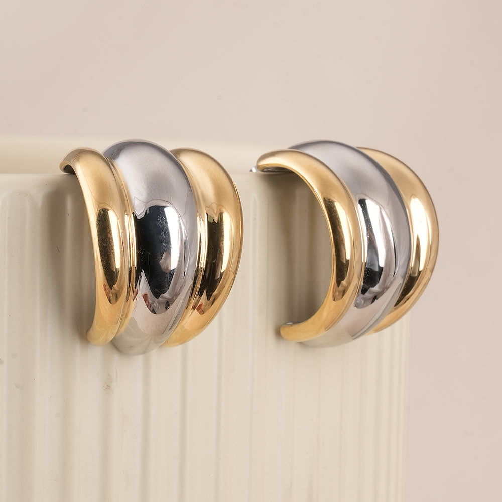 Multimetal Half Curl Stud Earring