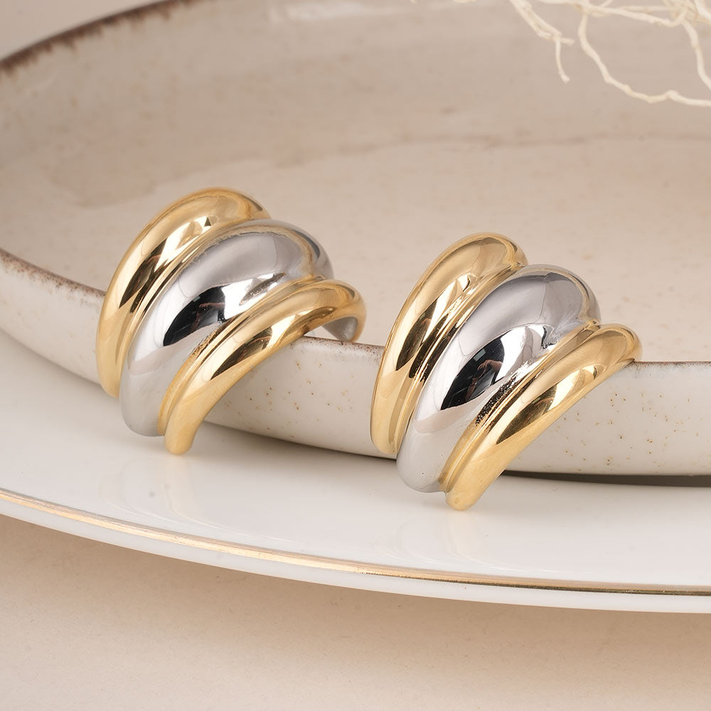 Multimetal Half Curl Stud Earring