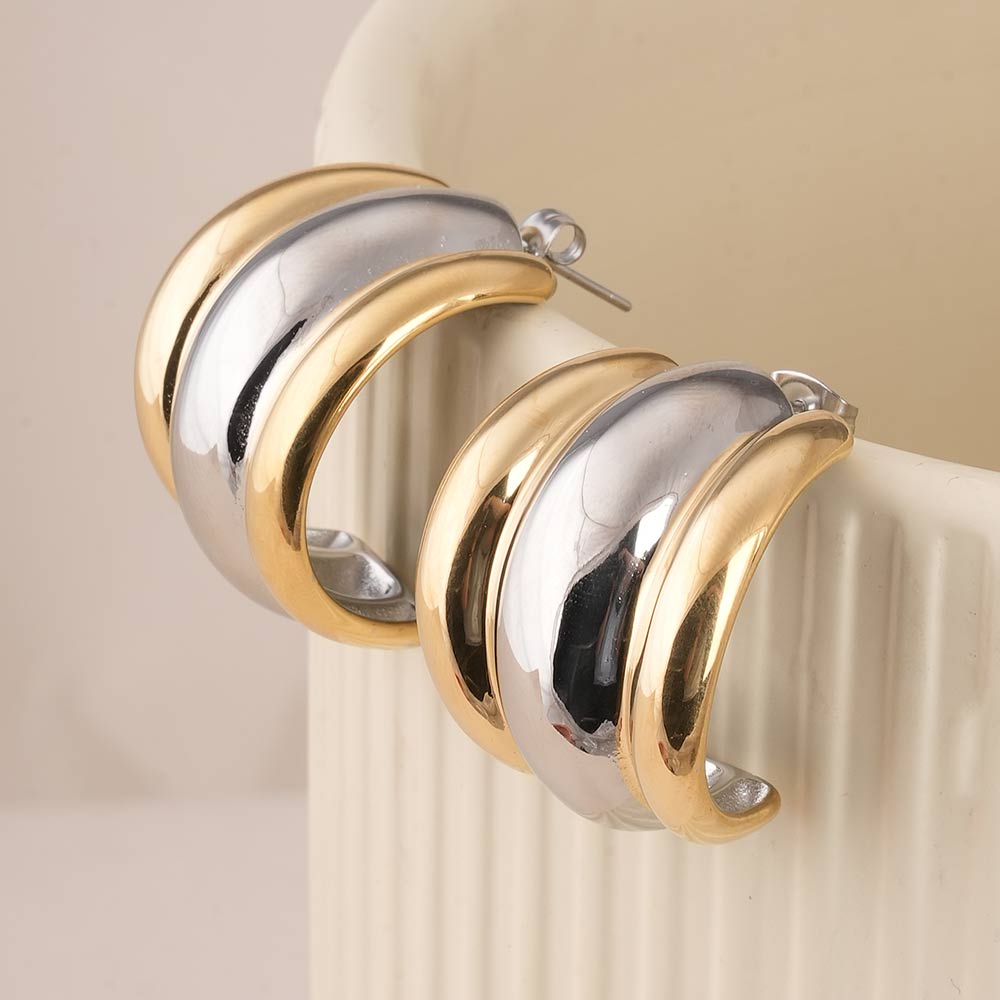 Multimetal Half Curl Stud Earring