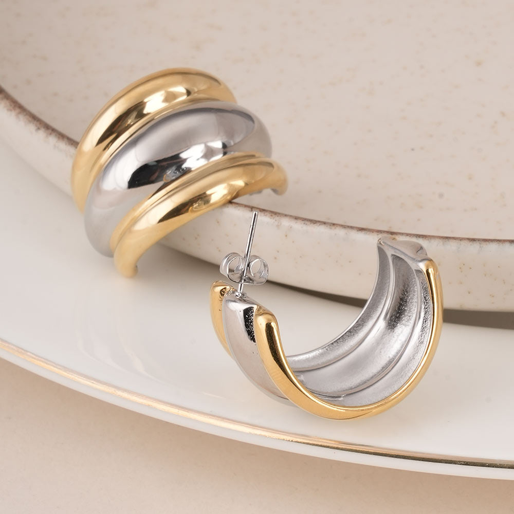 Multimetal Half Curl Stud Earring