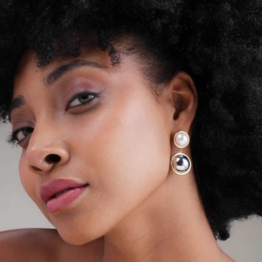 Double Circle Drop Earrings