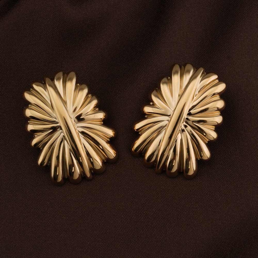 Golden Floral Stud Earrings
