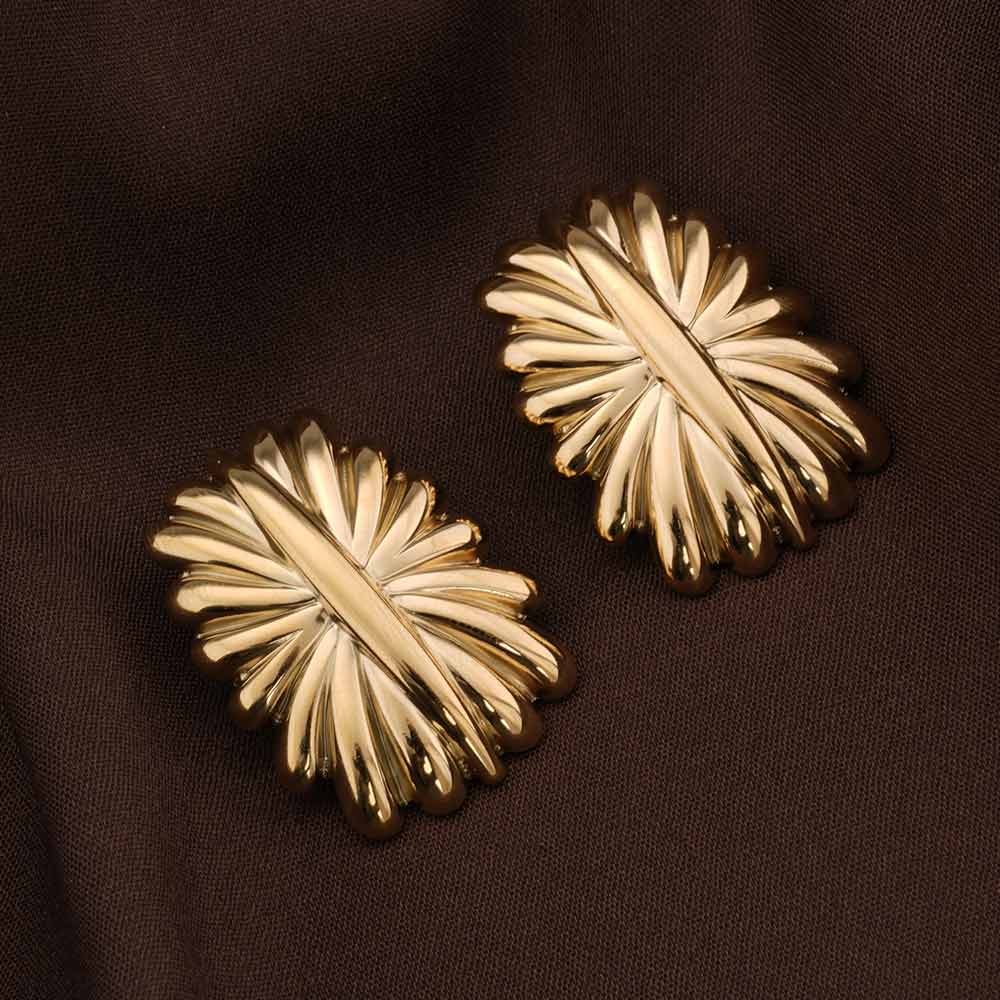 Golden Floral Stud Earrings