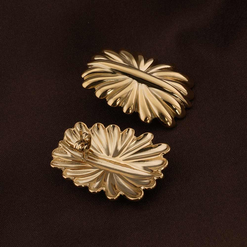 Golden Floral Stud Earrings