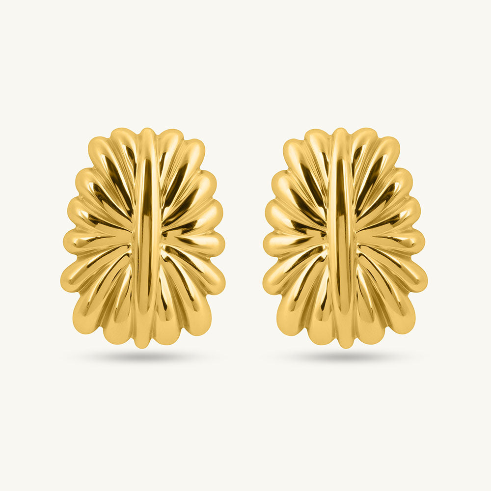 Golden Floral Stud Earrings