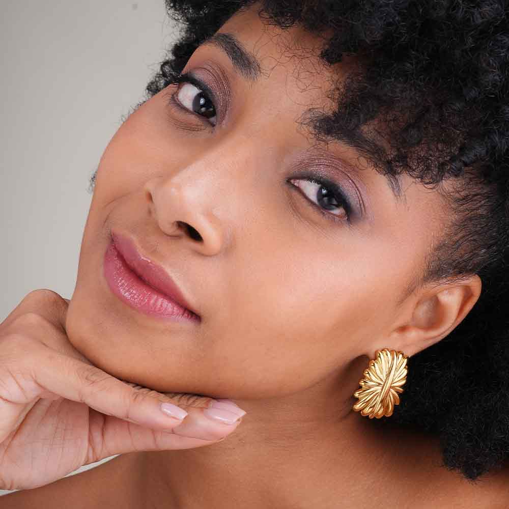 Ribbed Chunky Stud Earrings