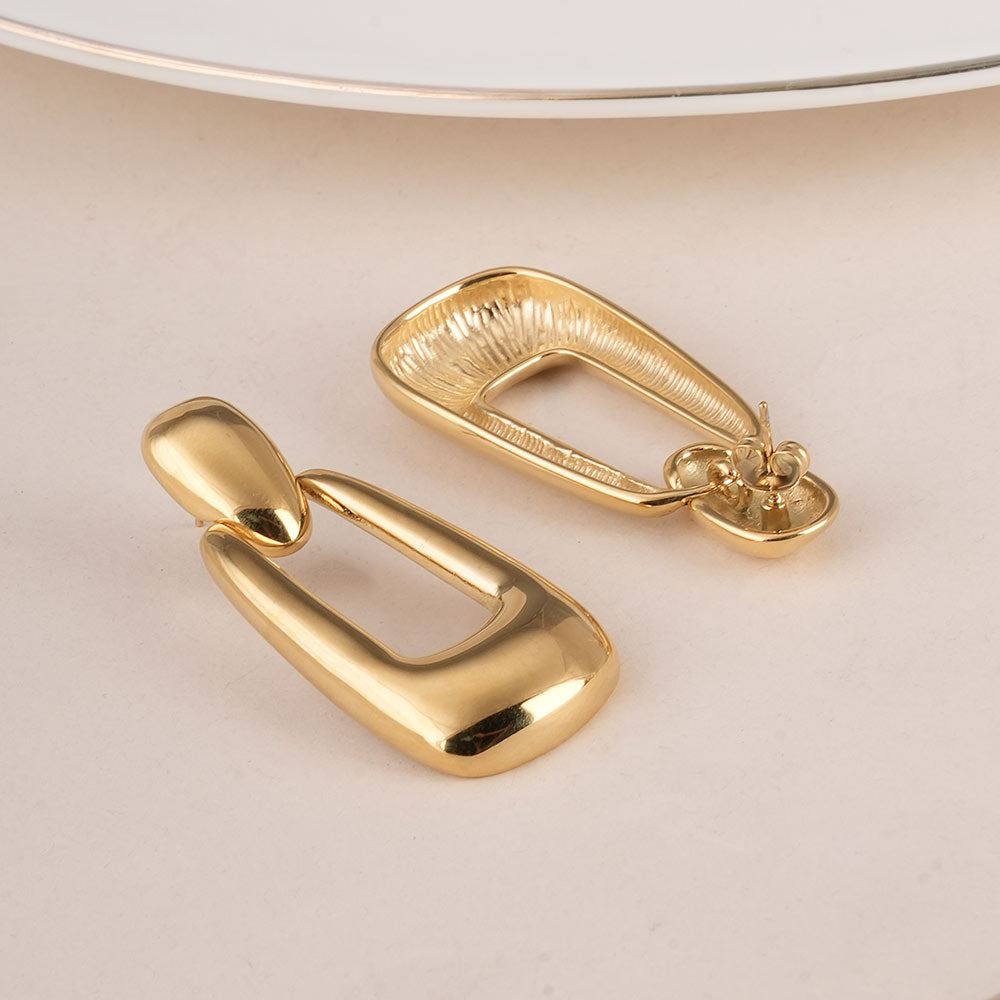 Rectangle Buckle Drop Earrings