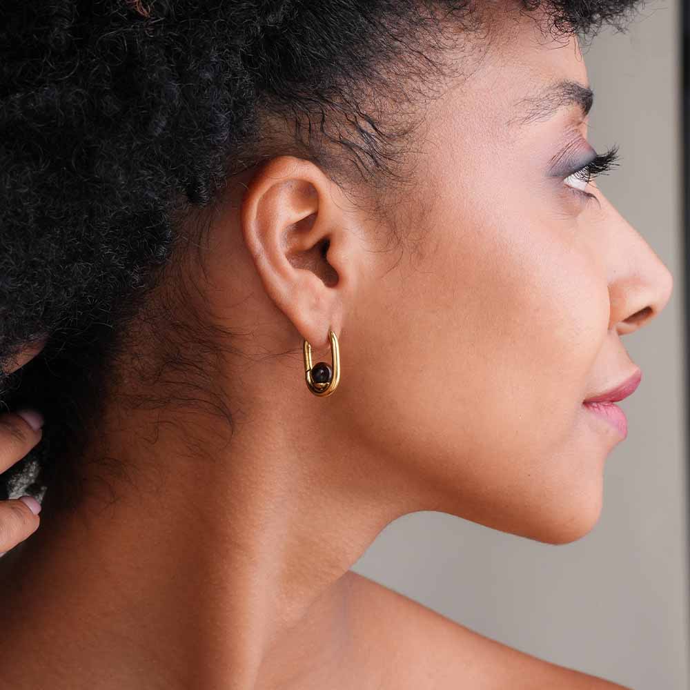 U Brown Acrylic Hoop Earrings
