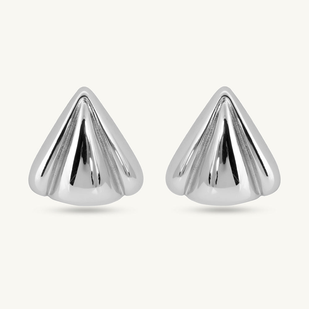 Silver Triangle Stud Earrings