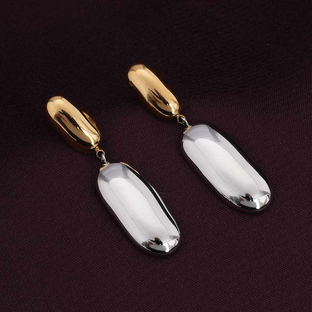Statement Bi-Metal Dangle Earrings