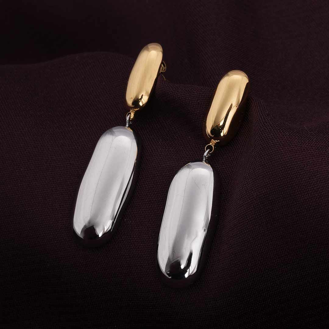 Statement Bi-Metal Dangle Earrings