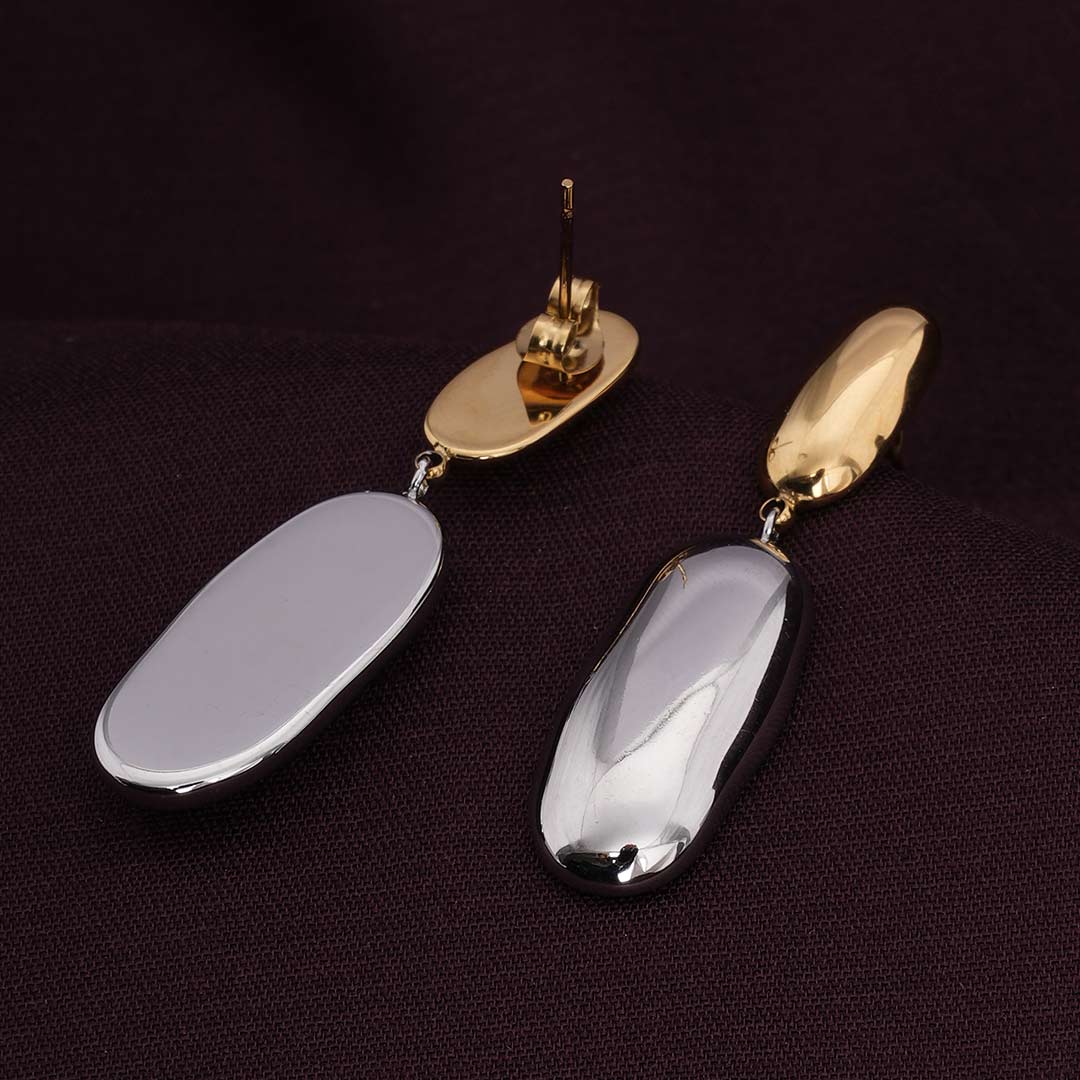 Statement Bi-Metal Dangle Earrings