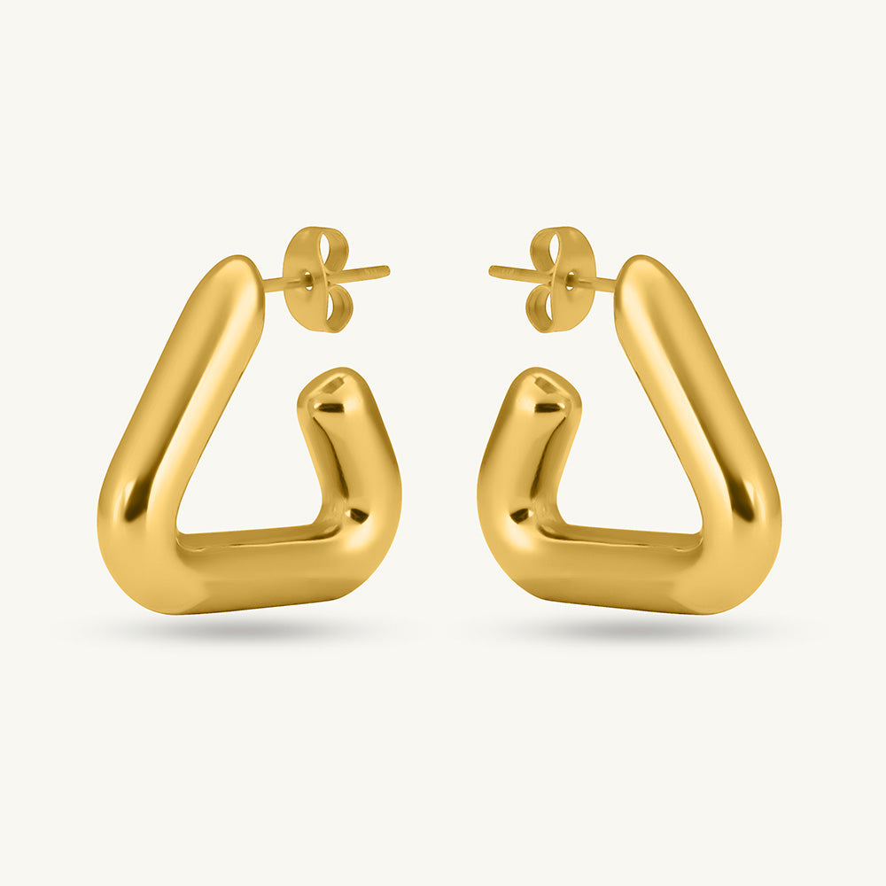 Gold D-Shape Earrings