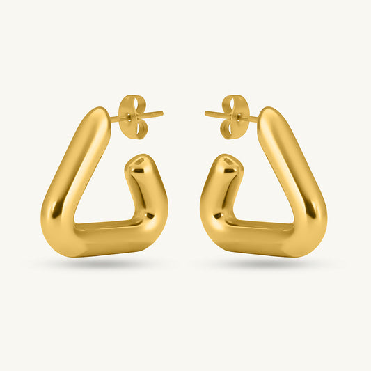 Gold D-Shape Earrings
