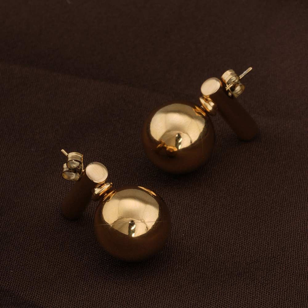 Gold Ball and Bar Earrings