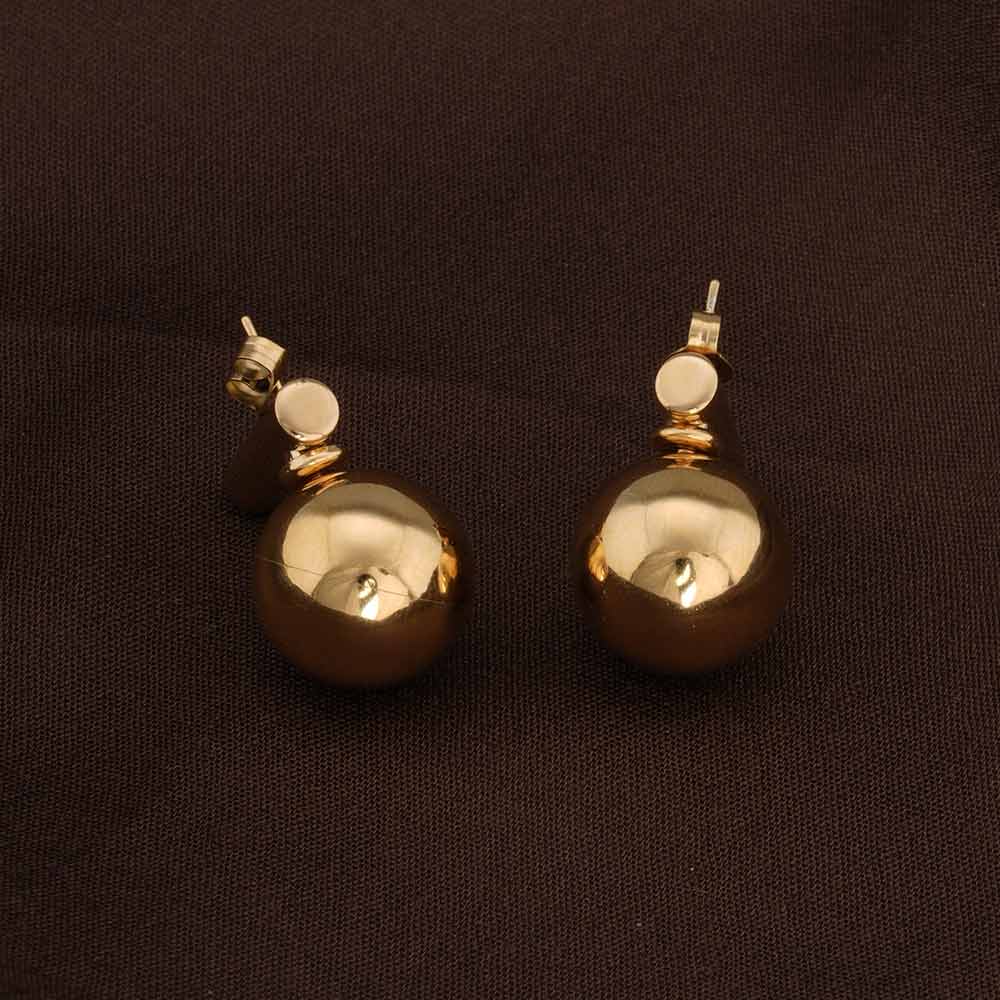 Gold Ball and Bar Earrings