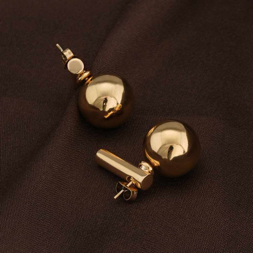 Gold Ball and Bar Earrings