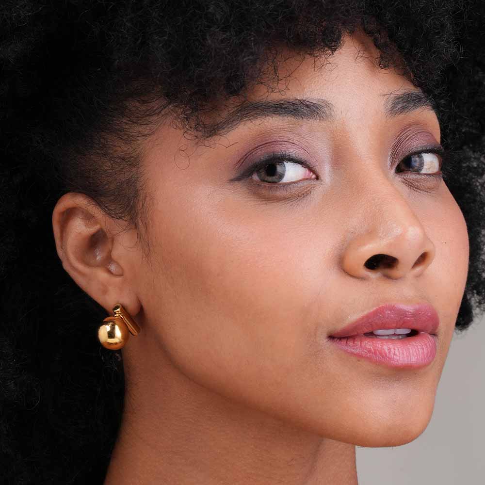 Gold Ball and Bar Earrings