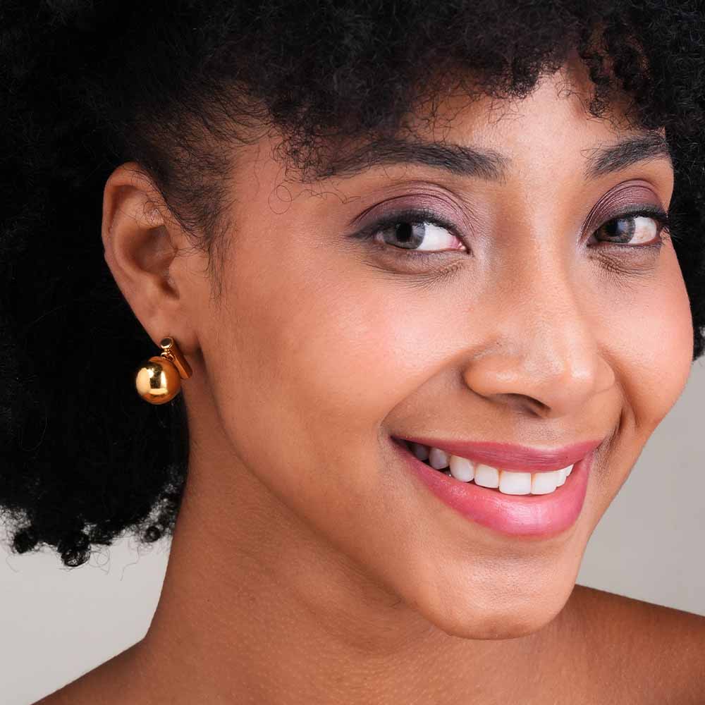 Gold Ball and Bar Earrings