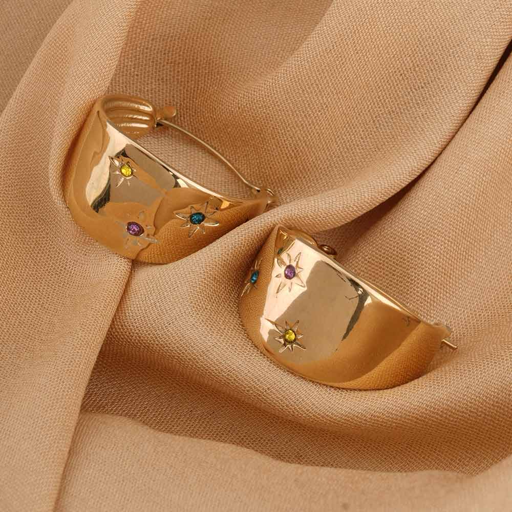 Stone Huggie Earrings