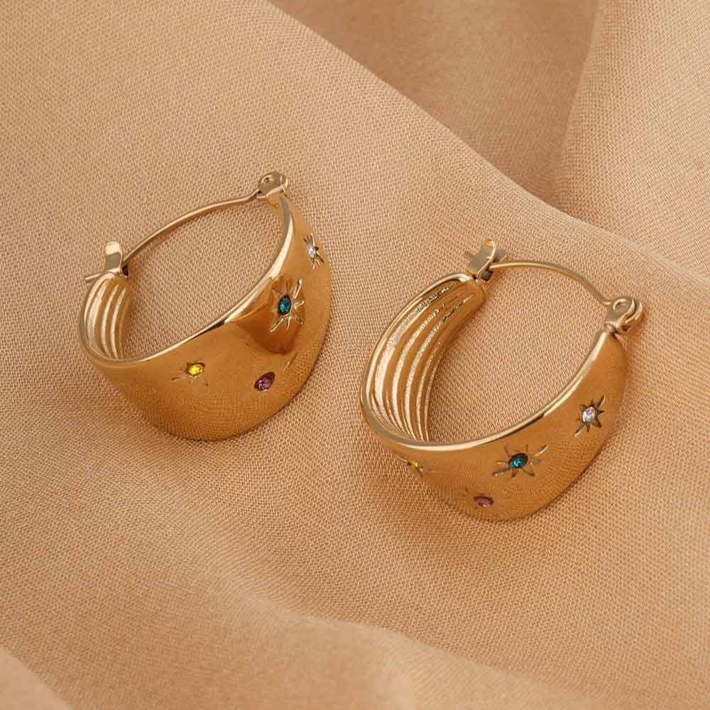 Stone Huggie Earrings
