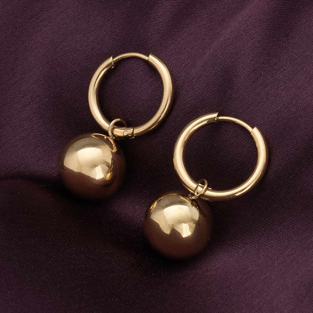 Gold Ball Hoop Earrings