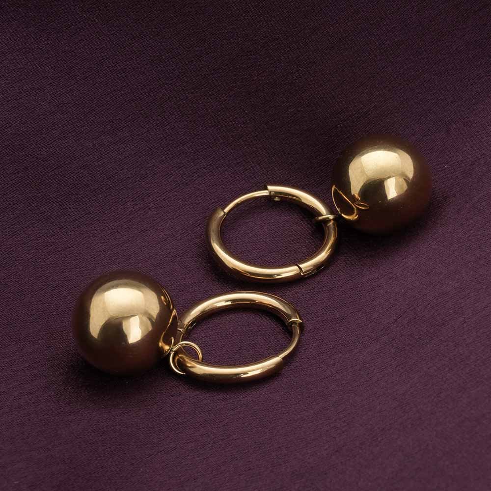 Gold Ball Hoop Earrings