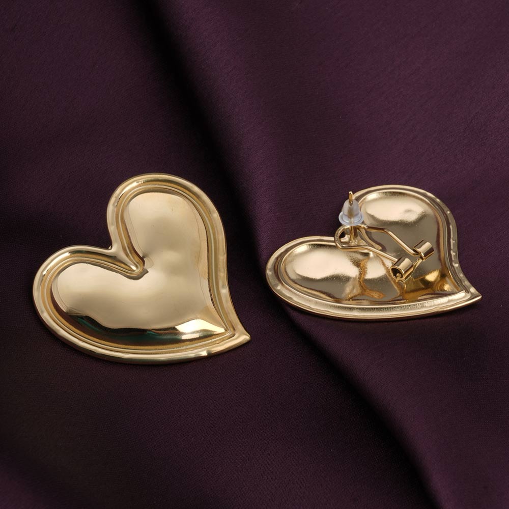 Gold Heart Stud Earrings