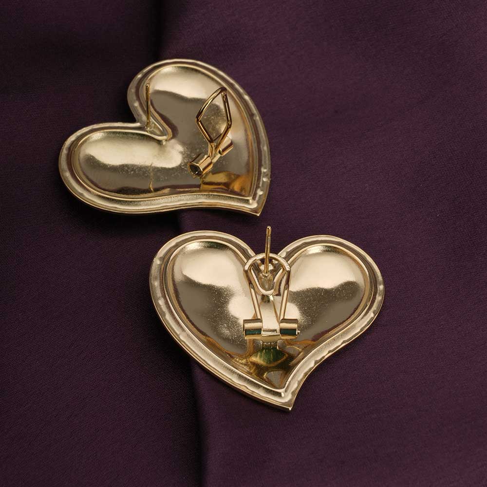 Gold Heart Stud Earrings