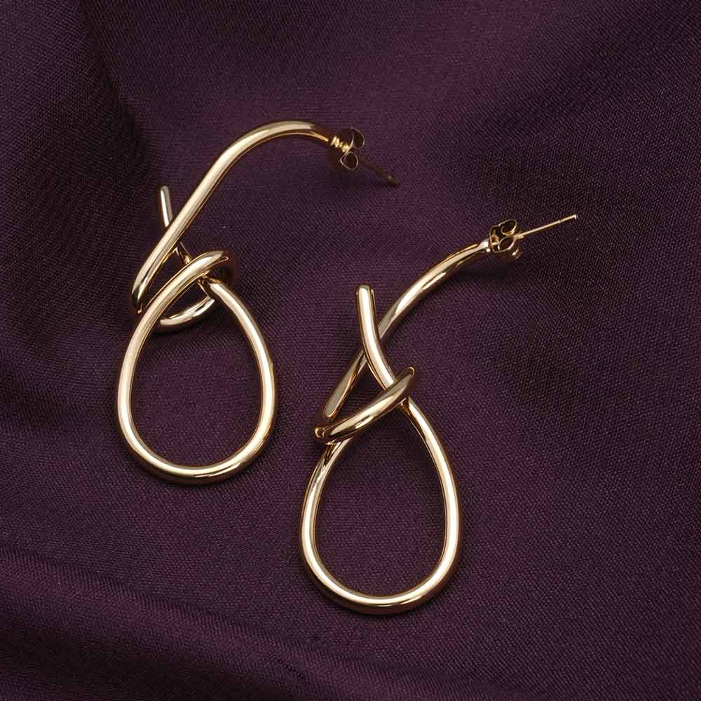 Intertwined Gold Drop Earrings