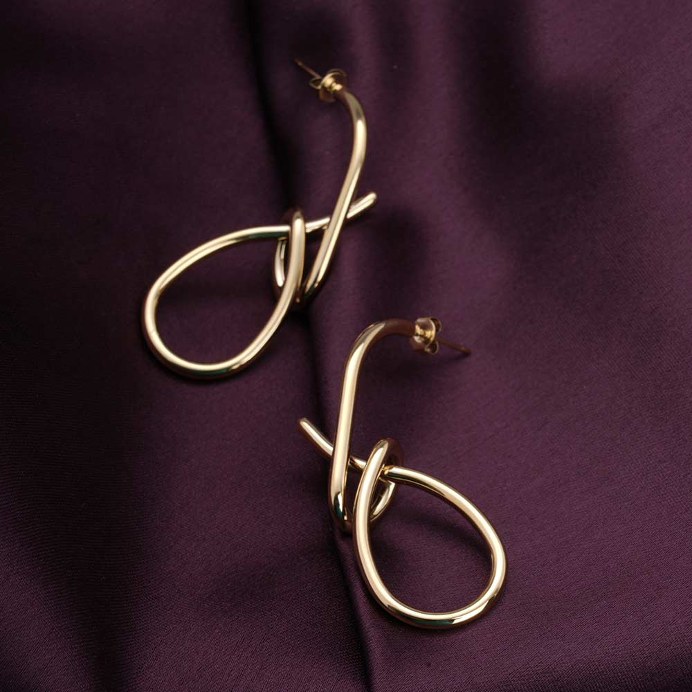 Intertwined Gold Drop Earrings