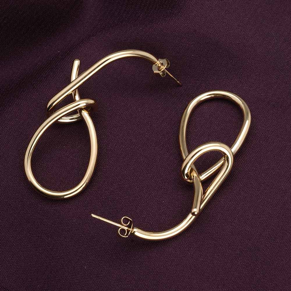 Intertwined Gold Drop Earrings
