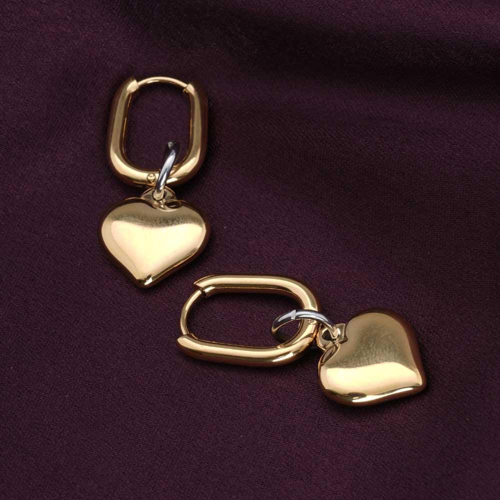 Puffed Heart Hoop Earrings