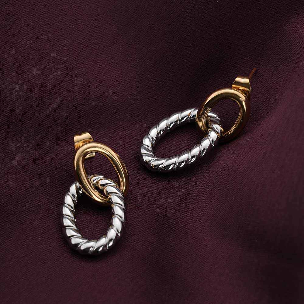 Two-Tone Linked Earrings