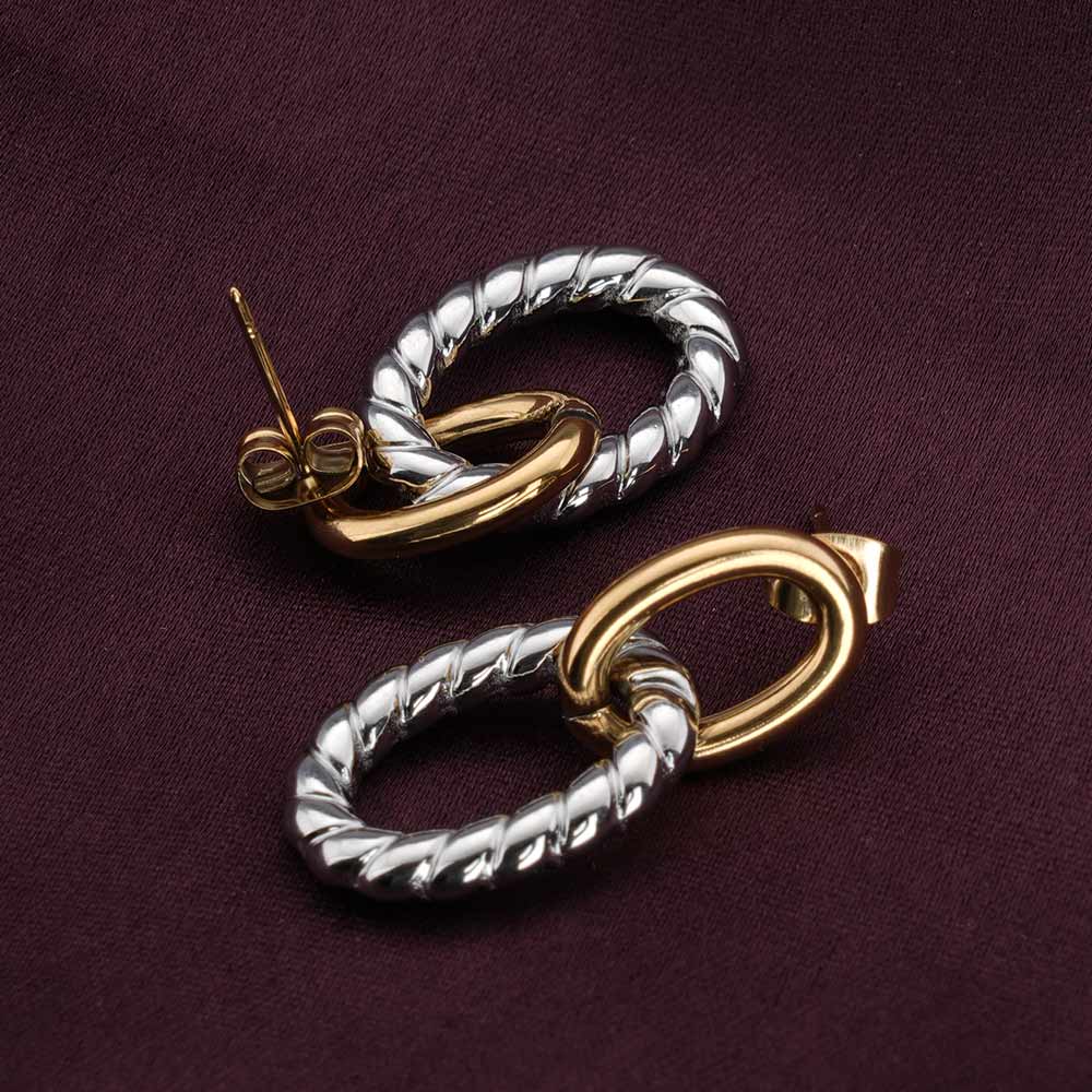 Two-Tone Linked Earrings