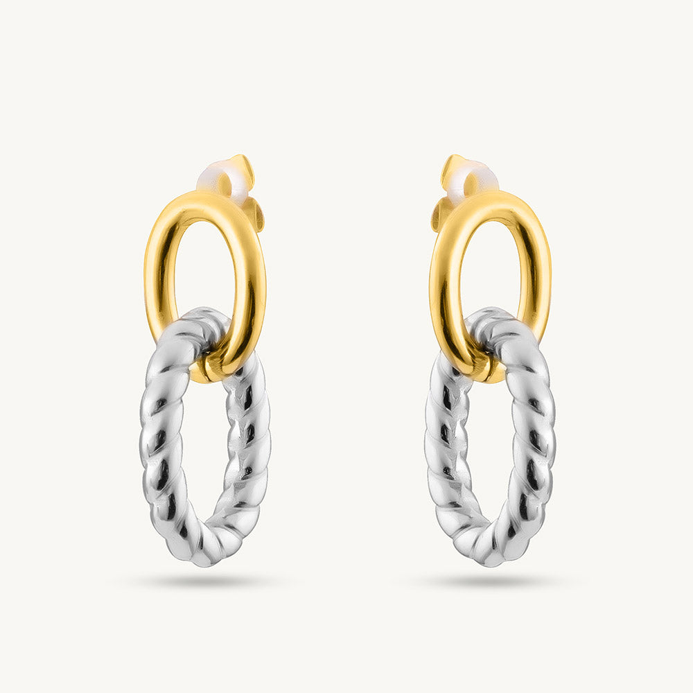 Two-Tone Linked Earrings