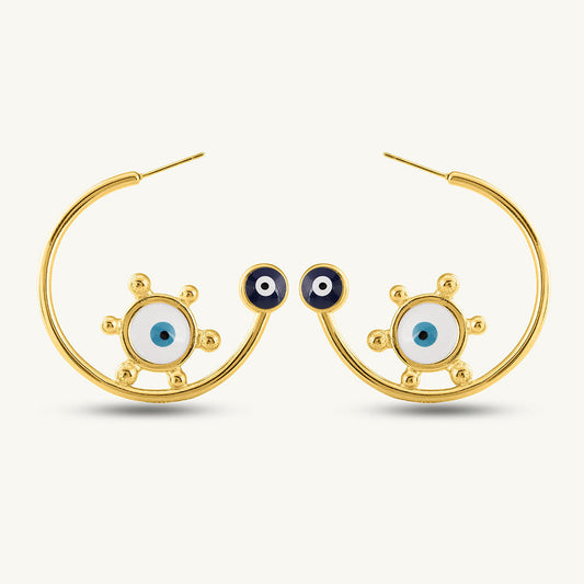 Gold Evil Eye Hoop Earrings