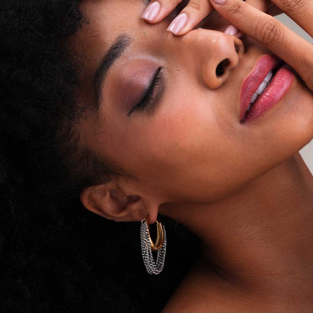 Gold & Silver Chain Hoop Earrings