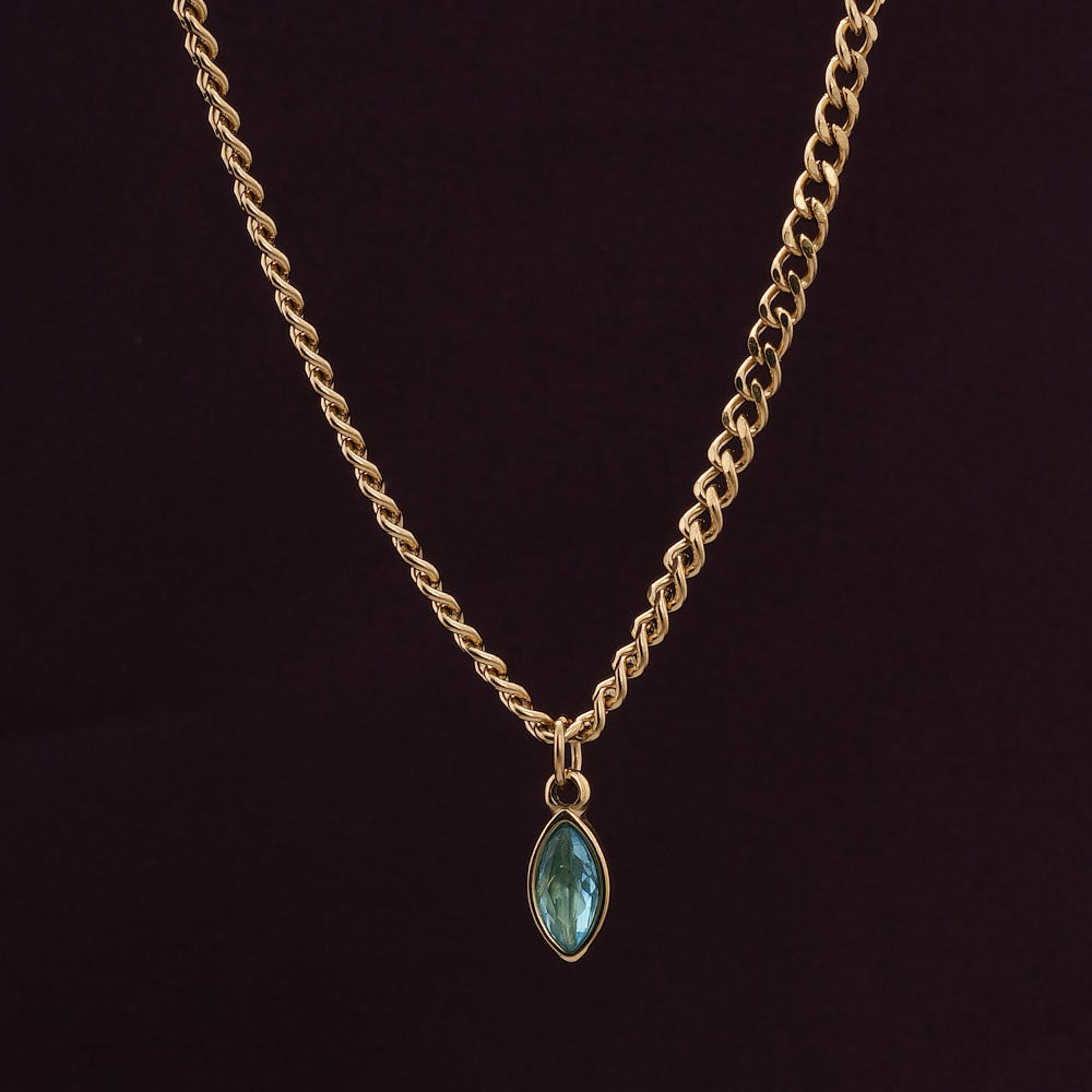 Shimmering Tear Blue Birthstone Necklace