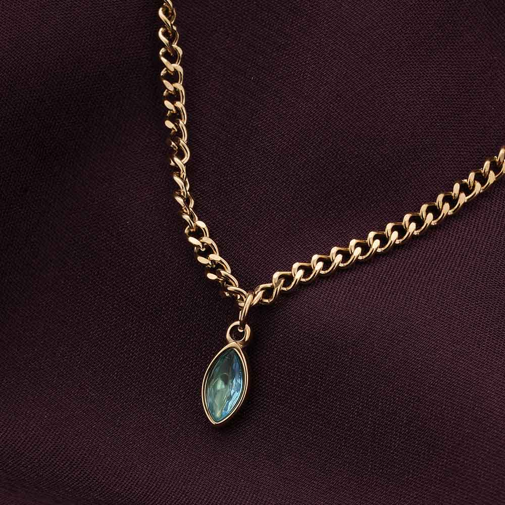 Shimmering Tear Blue Birthstone Necklace