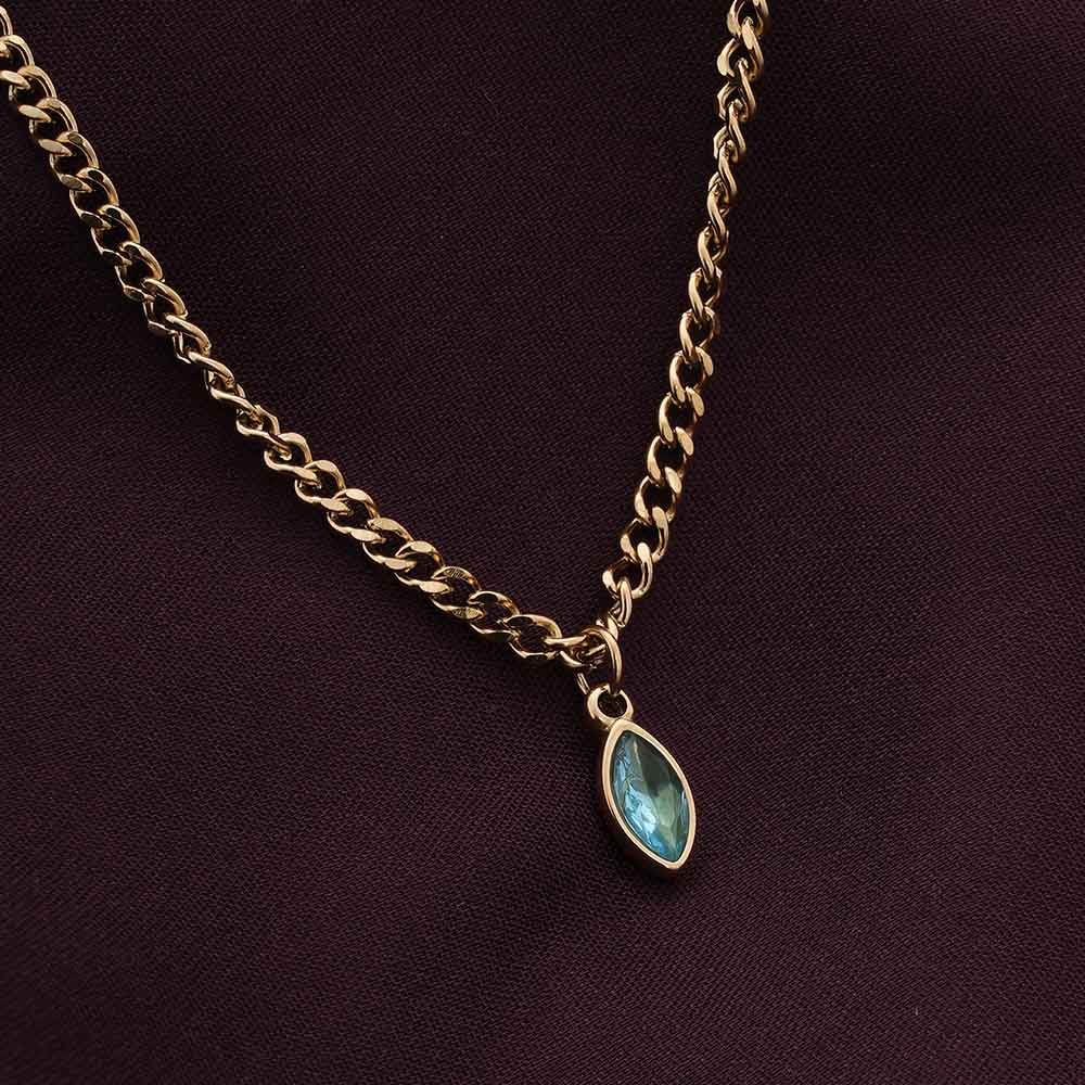 Shimmering Tear Blue Birthstone Necklace