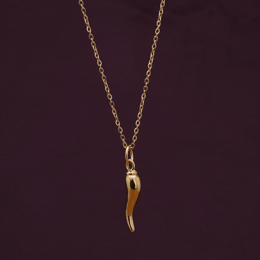 Minimalist Gold Chili Charm Necklace
