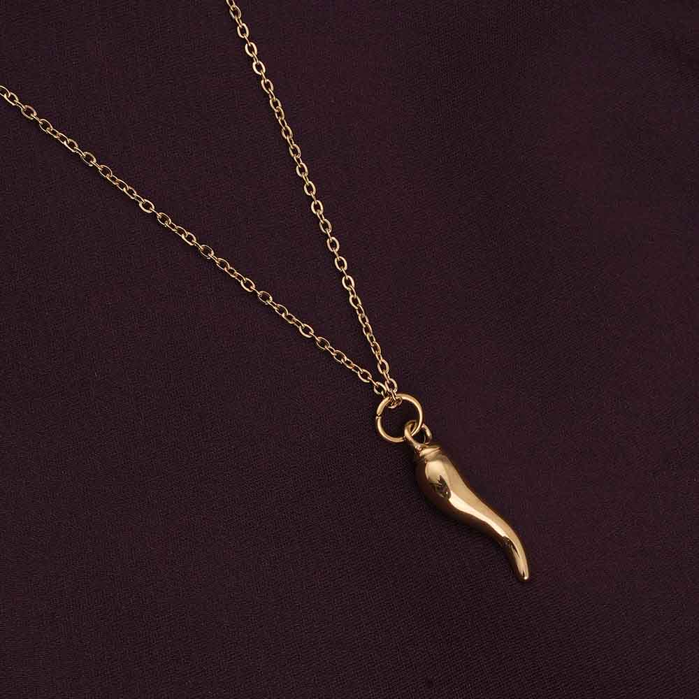 Minimalist Gold Chili Charm Necklace