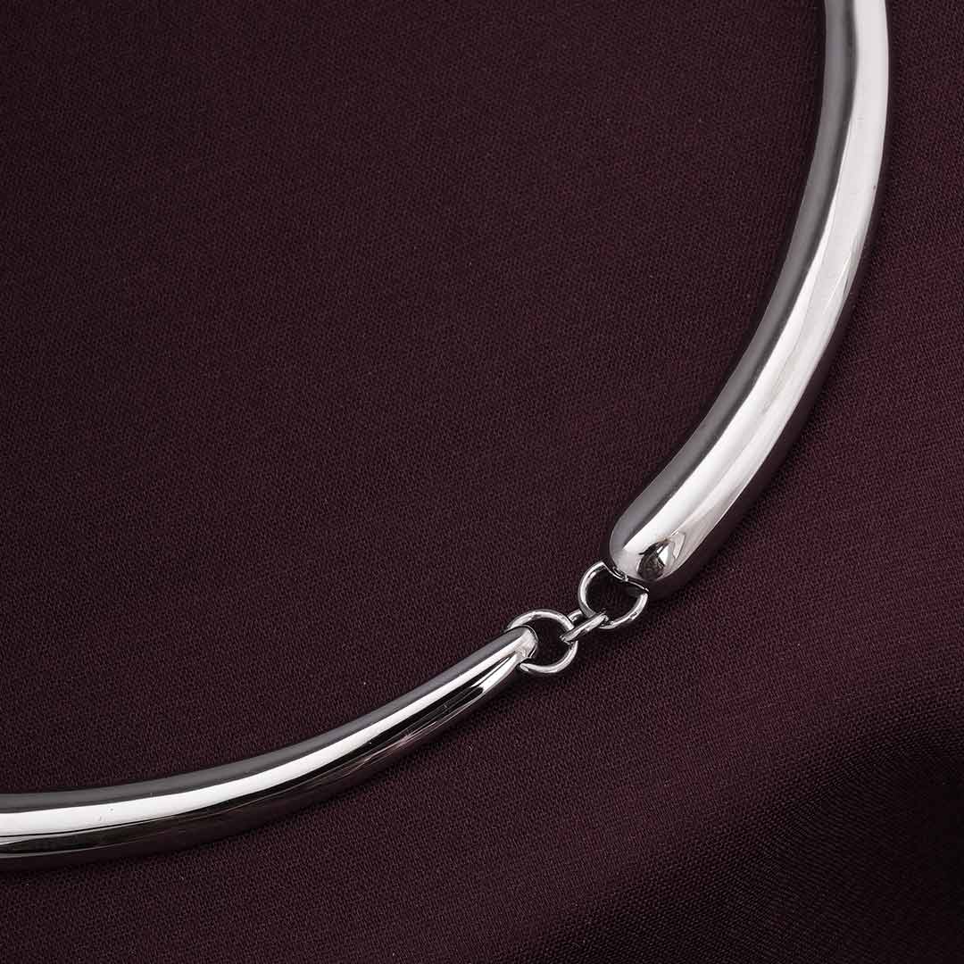 Silver Tube Collar Necklace
