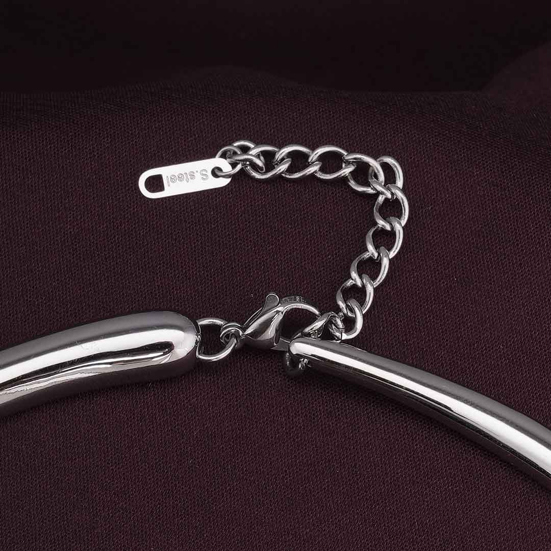 Silver Tube Collar Necklace