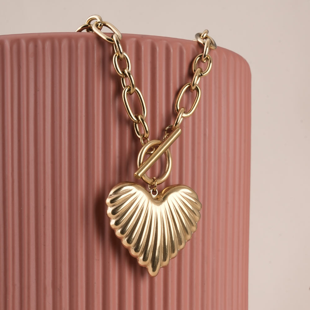 Engraved Heart Chain Necklace