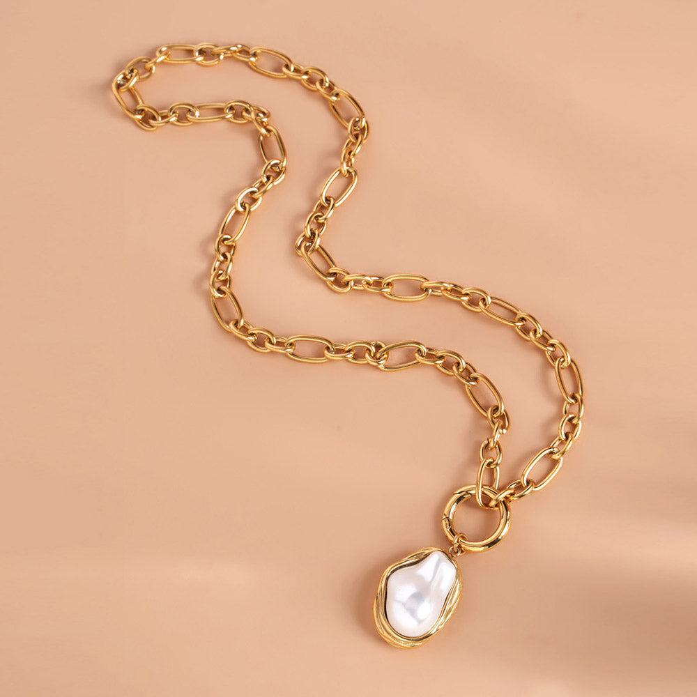 Irregular Pearl Chain Necklace